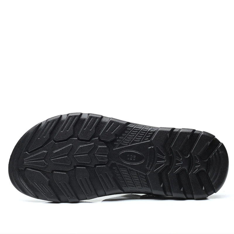 Summer Men's Genuine Leather Sandals Outdoor Roman Sandals Beach Anti slip Casual Lightweight Open Toe Middle Age Work Sandals