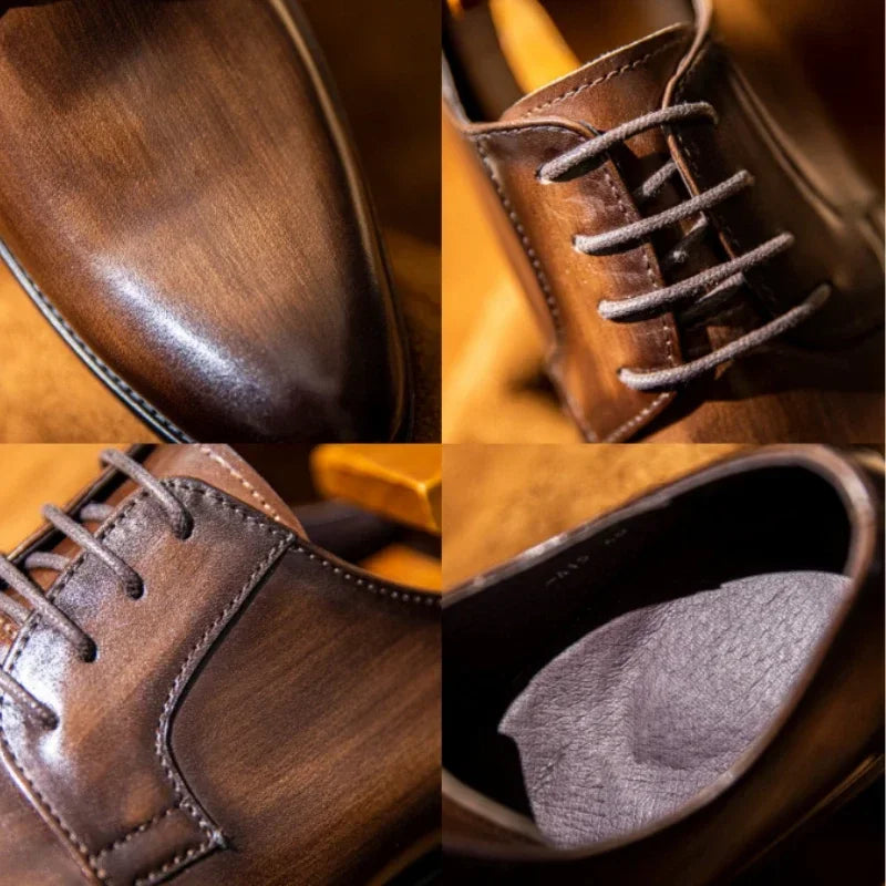 Luxury Mens Leather Shoes High Quality Men's Shoes Pointed Oxford Wedding Leather Men Dress Shoes 2023 Gentleman Office Man Shoe