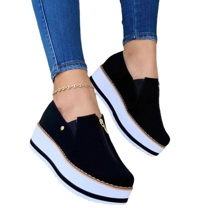Zipper Flat Shoes Slip On Platform Loafers Women (Copy) (Copy)