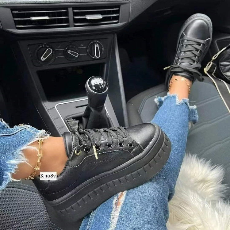 Chunky Heel  Lace-up Sneakers.