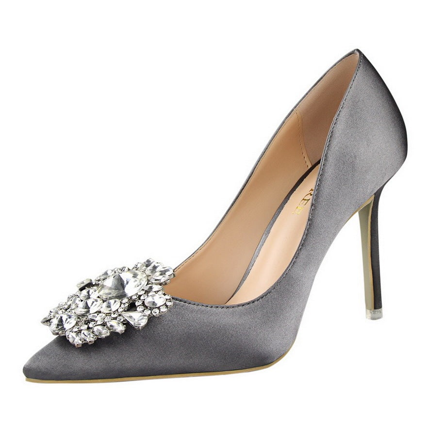 Black High Heels Stiletto Leather Shoes