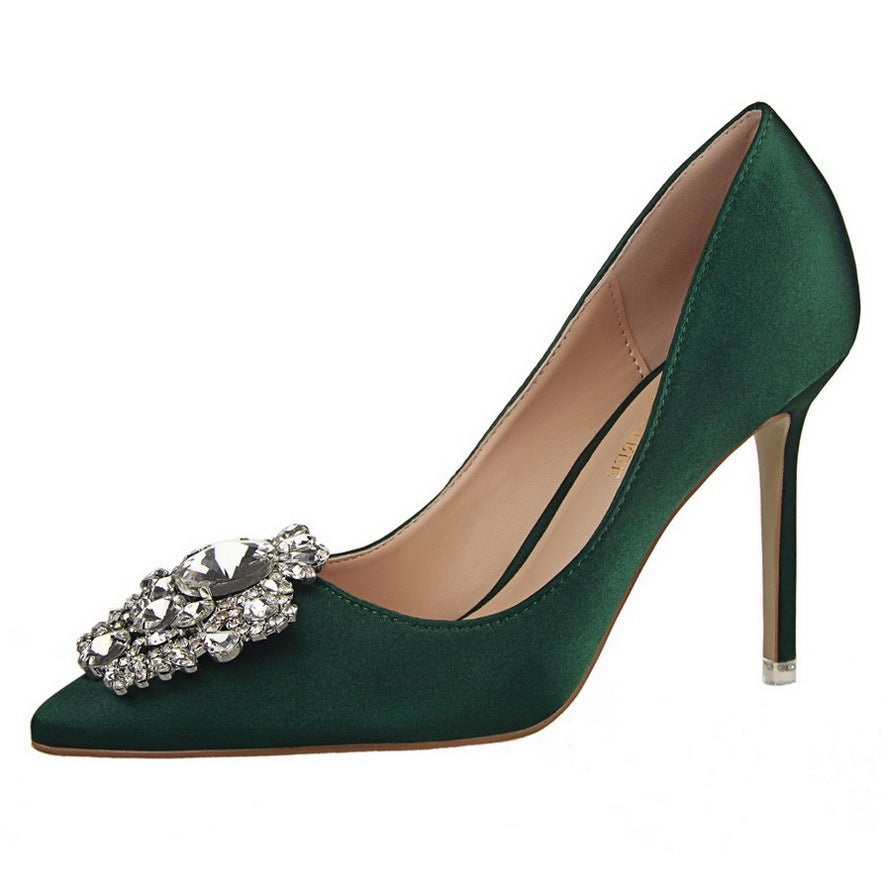 Black High Heels Stiletto Leather Shoes