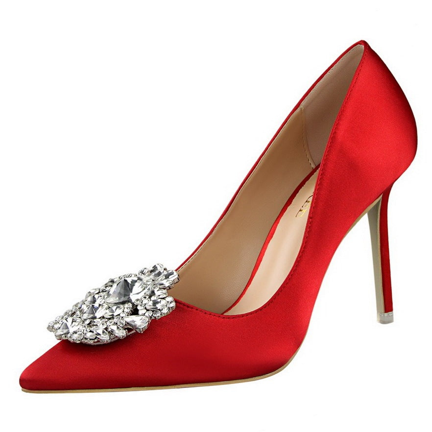 Black High Heels Stiletto Leather Shoes