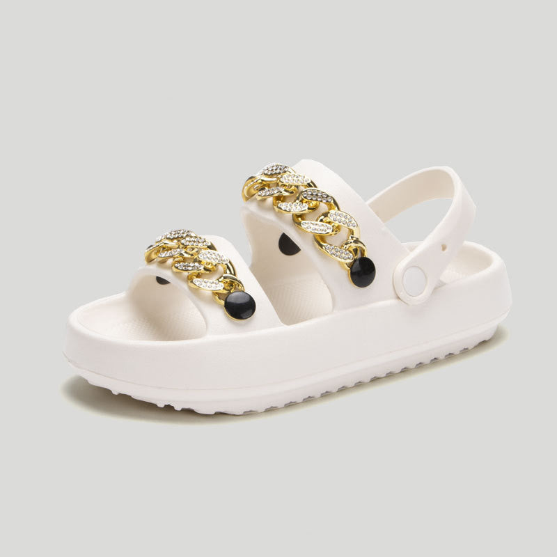 Chains Thick-soled Two-way wearing  flops
