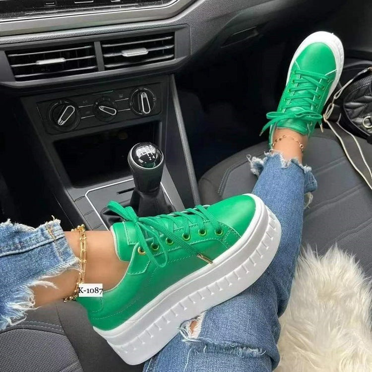 Chunky Heel  Lace-up Sneakers.