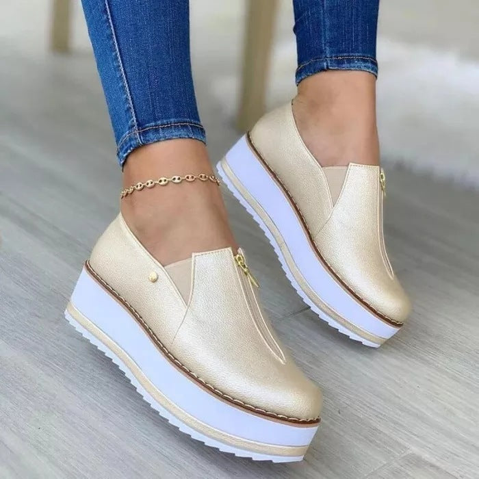 Zipper Flat Shoes Slip On Platform Loafers Women (Copy) (Copy)