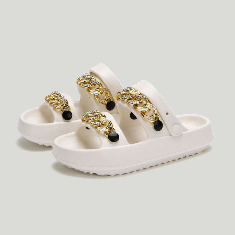 Chains Thick-soled Two-way wearing  flops