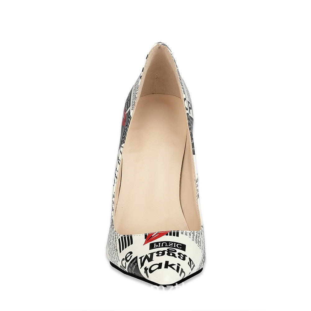 12cm Graffiti  Pointed Stiletto Heels as seen on Catwalk Show