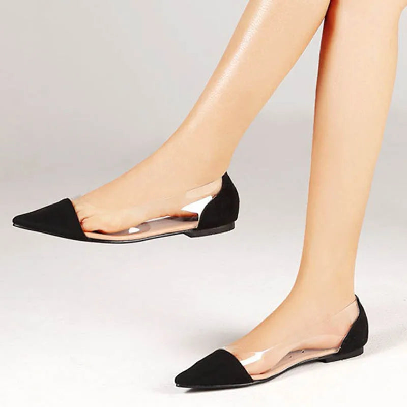 pointed toe clear ballet flats
