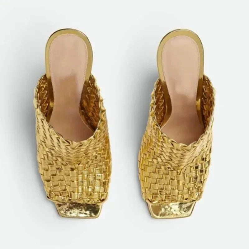 Elegant Stylish Woven/Leather Metal High Heels