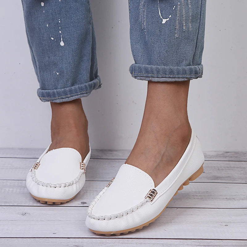 Women Slips Round Toe Denim Flat