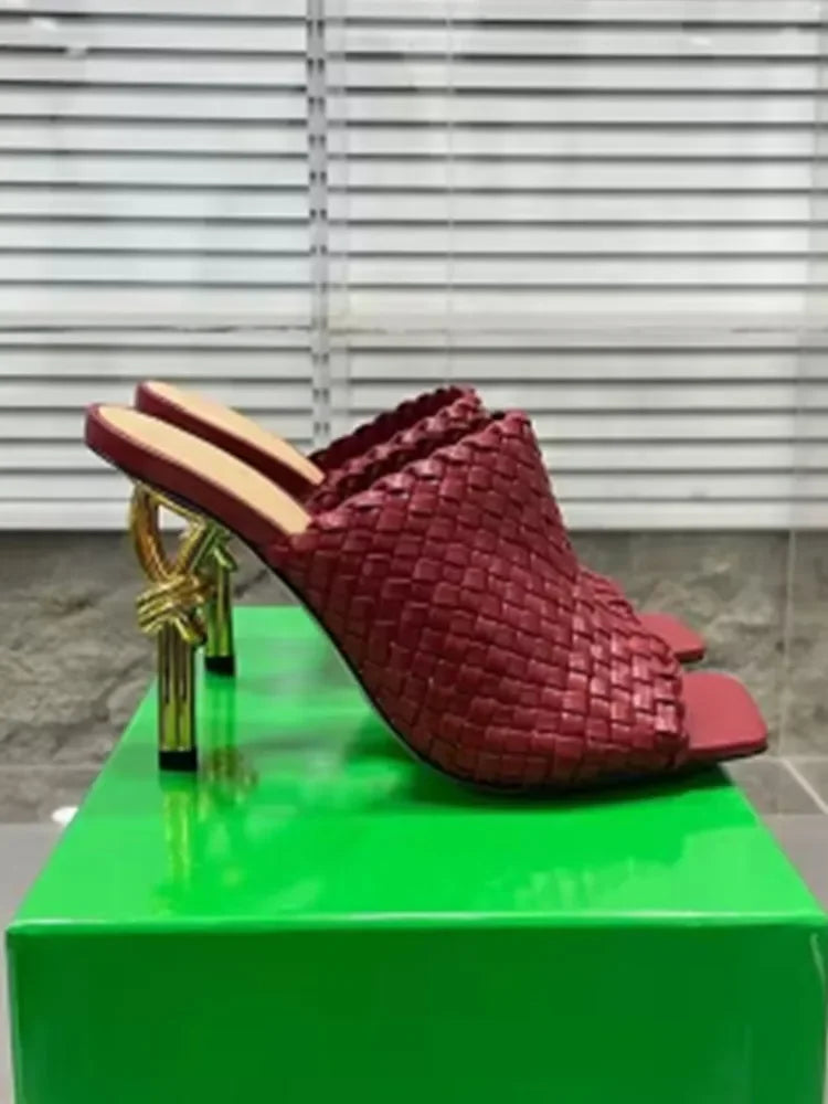 Elegant Stylish Woven/Leather Metal High Heels