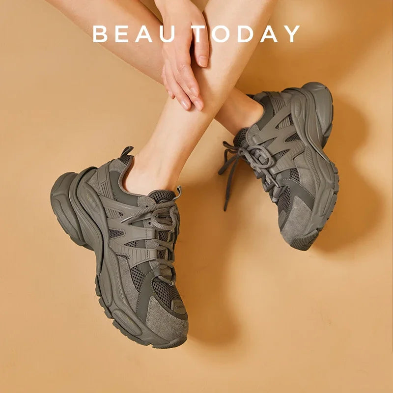 Handmade Mesh Trainers with Thick Sole