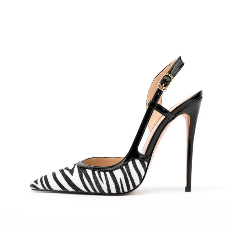 Zebra Pattern White Striped Sandals