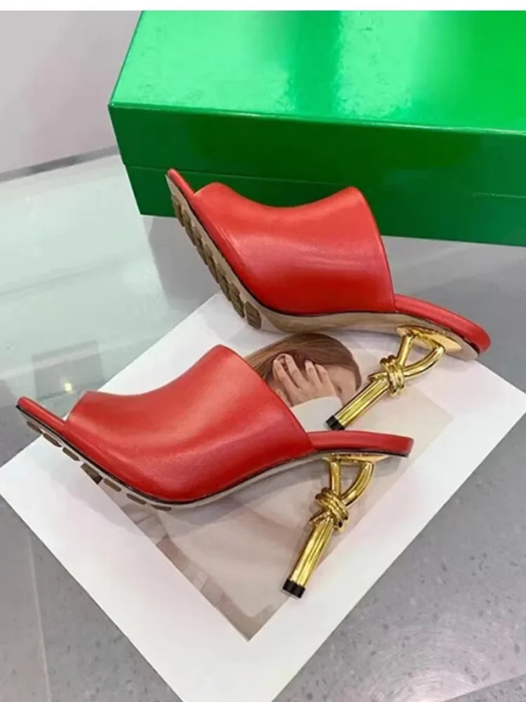 Elegant Stylish Woven/Leather Metal High Heels