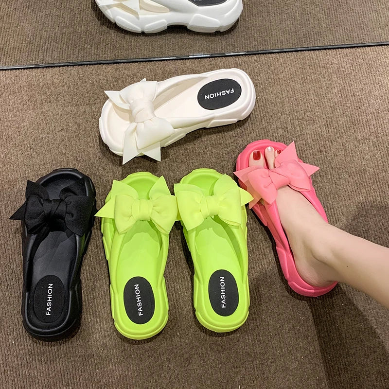 Summer Beach Wedge Slippers with Non-Slip Thick Sole"