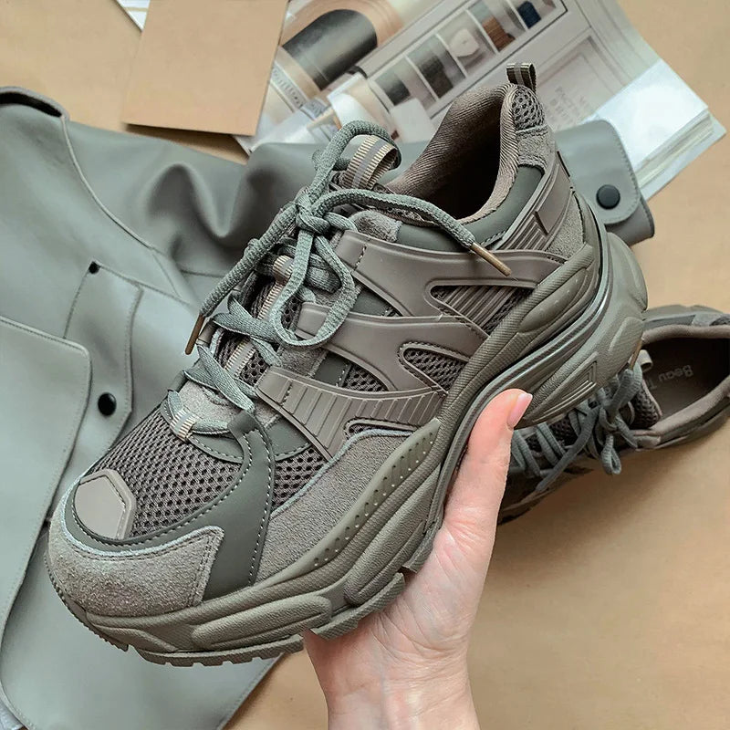 Handmade Mesh Trainers with Thick Sole