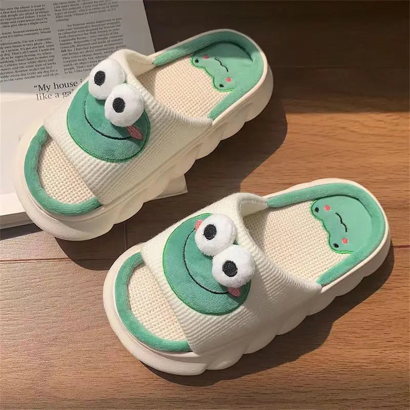 Women/girls 's Cartoon Frog Slippers