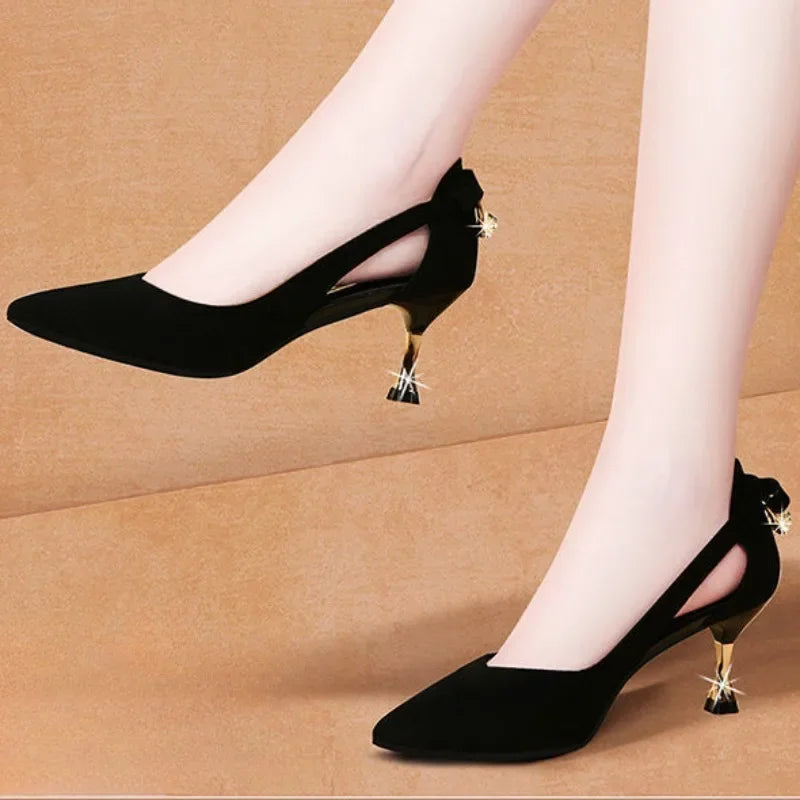 Women Pumps 2023 Autumer Champagne Bow Sexy Shoes for Women Stiletto Pointed Toe Shallow Wedding Party Shoes Women Zapatos