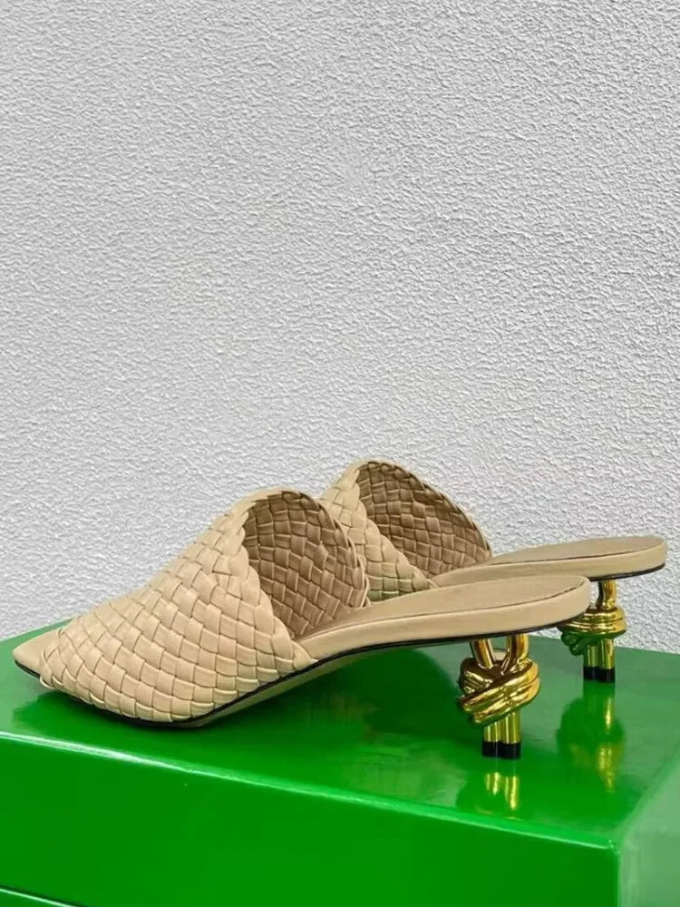 Elegant Stylish Woven/Leather Metal High Heels