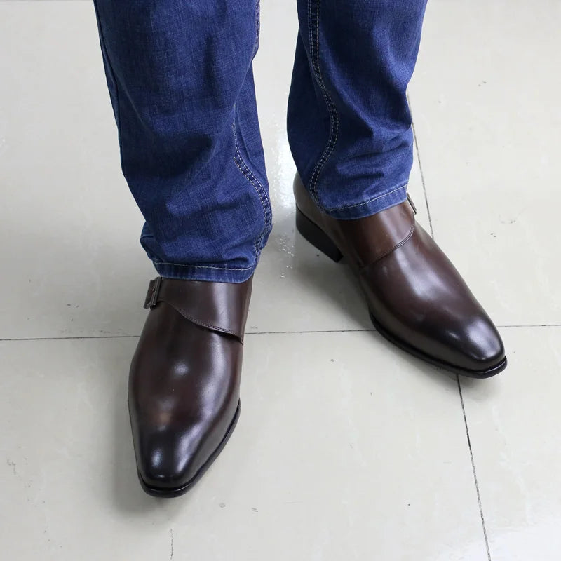 Dark Brown Black Office Business Formal Shoes for Men