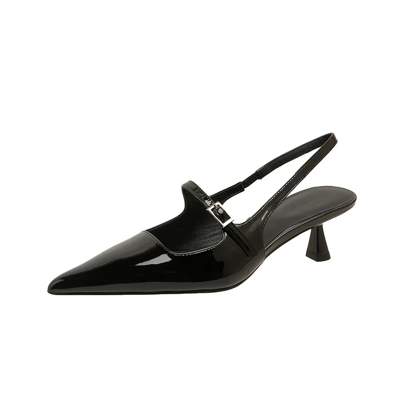 New Pointed Toe Women's Slingback Silver Heels