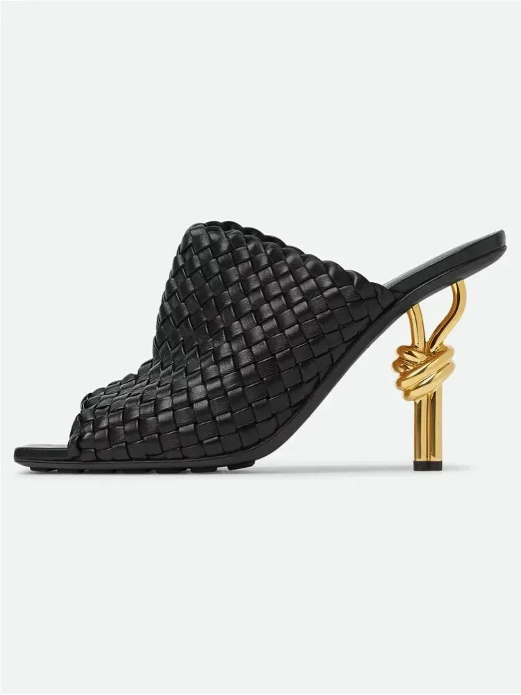 Elegant Stylish Woven/Leather Metal High Heels