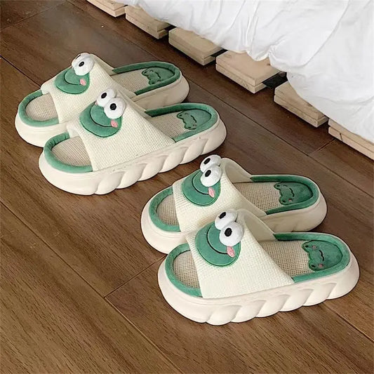 Women/girls 's Cartoon Frog Slippers