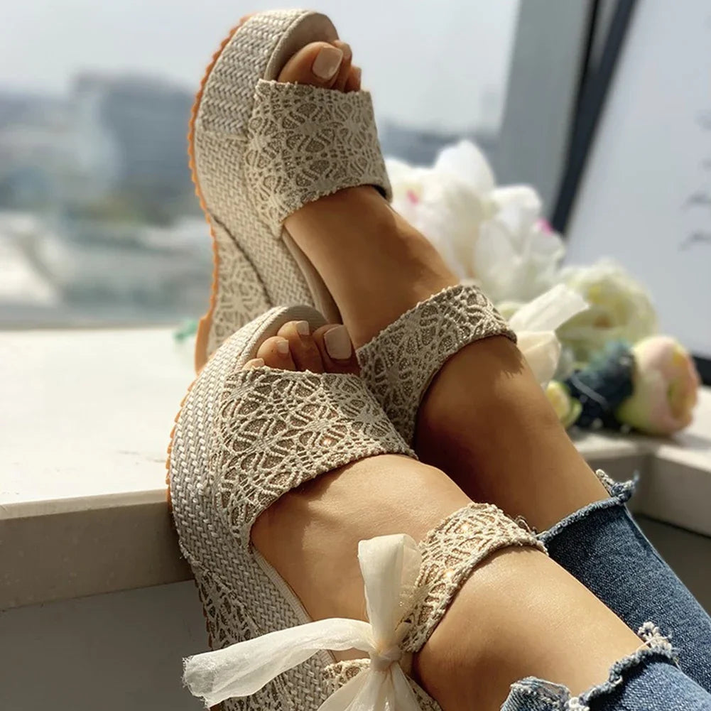 Stylish Summer Lace Wedge Heels for Women