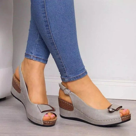 Soft Bottom Heeled Wedge Sandals with Platform