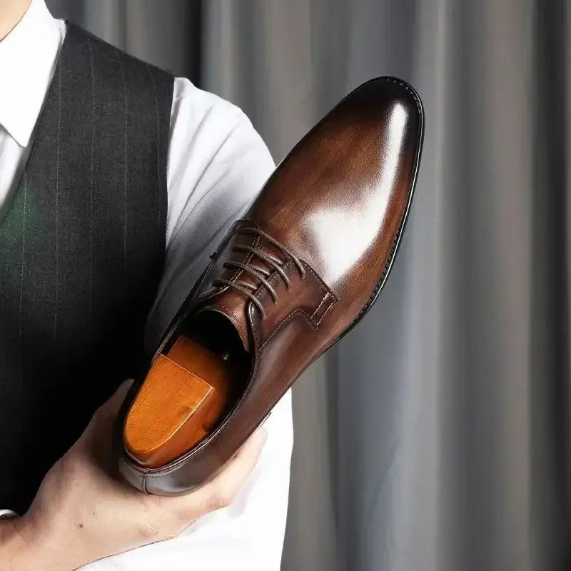 Luxury Mens Leather Shoes High Quality Men's Shoes Pointed Oxford Wedding Leather Men Dress Shoes 2023 Gentleman Office Man Shoe