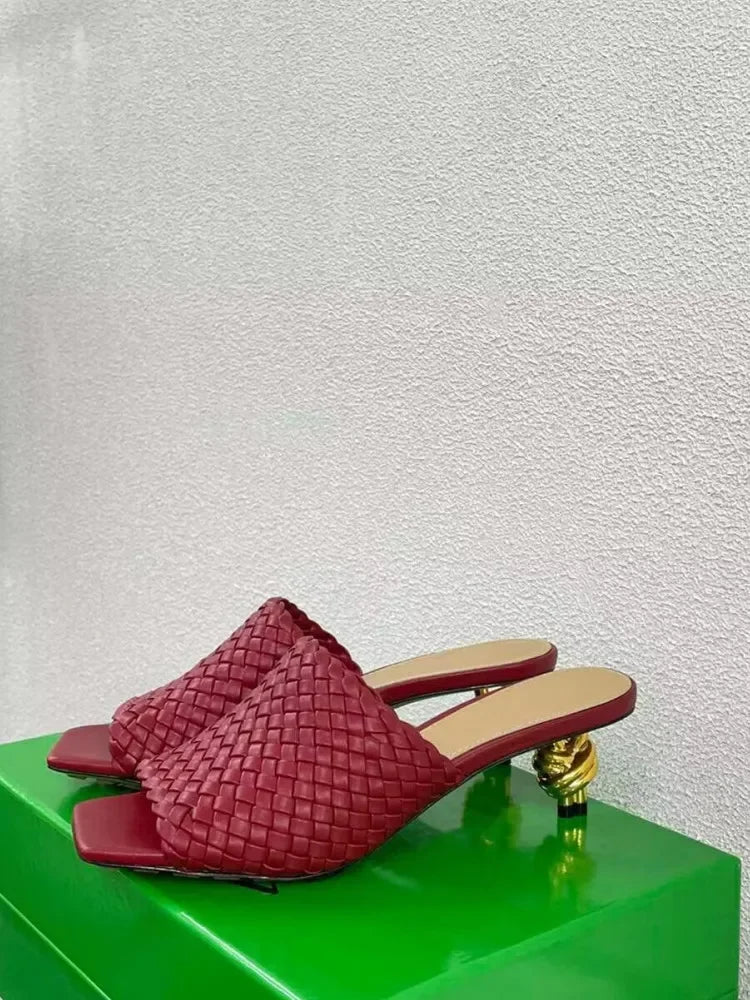 Elegant Stylish Woven/Leather Metal High Heels