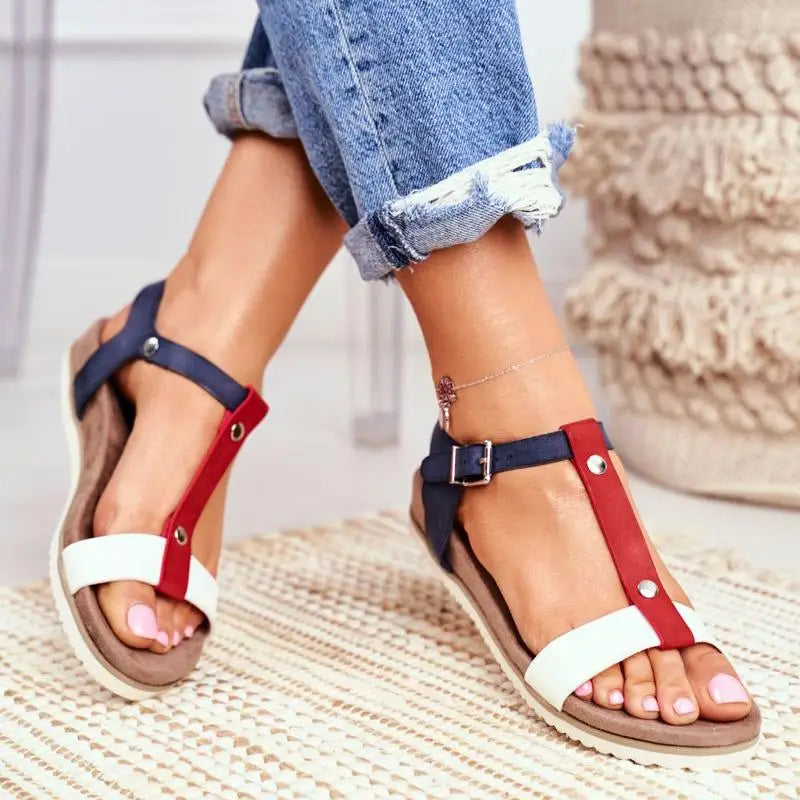 Women's Large Size T-Strap Sandals