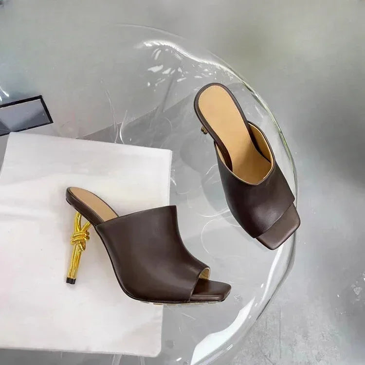 Elegant Stylish Woven/Leather Metal High Heels