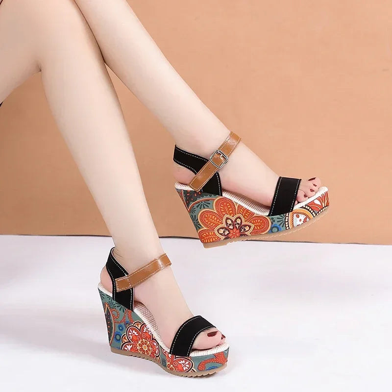 Heeled Sandals Summer Women Elegant Woman Shoes Platform Wedge Designer Womens Luxury Heels Comfortable Women's Fashion Sandal