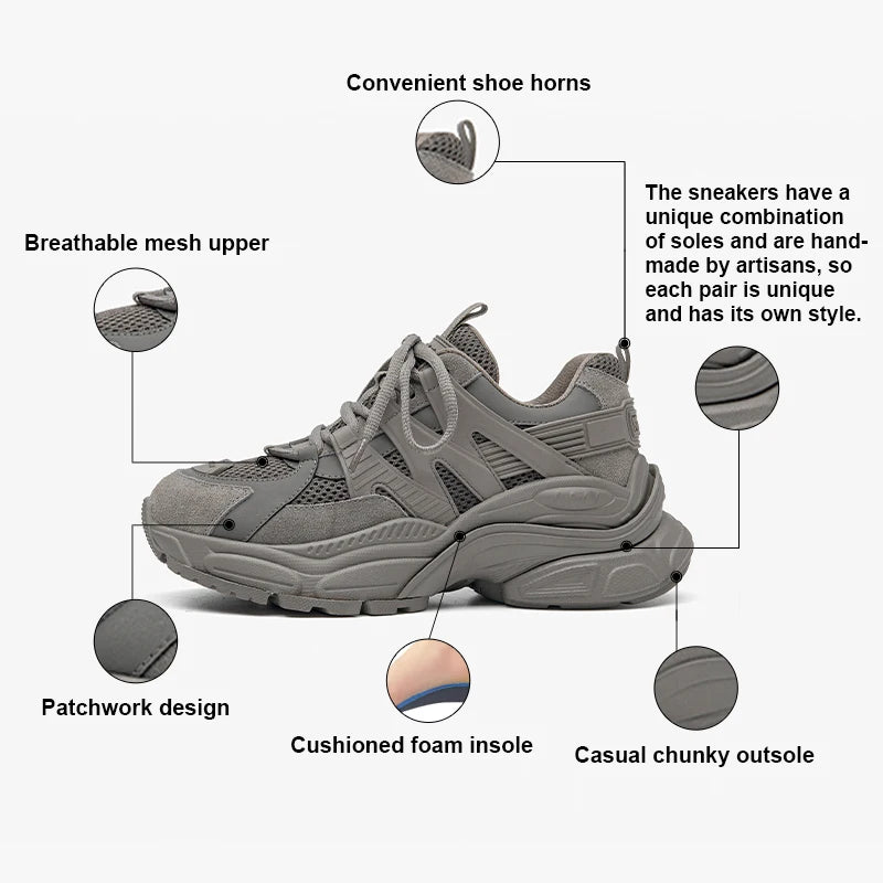 Handmade Mesh Trainers with Thick Sole