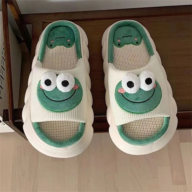 Women/girls 's Cartoon Frog Slippers
