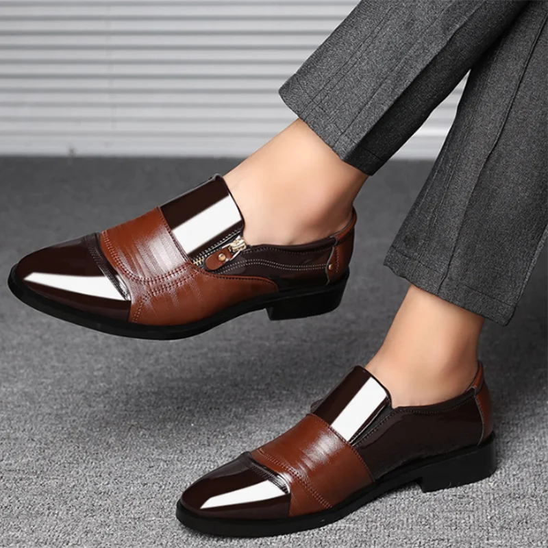 Leather  Formal Men Shoes Plus Size Point Toe