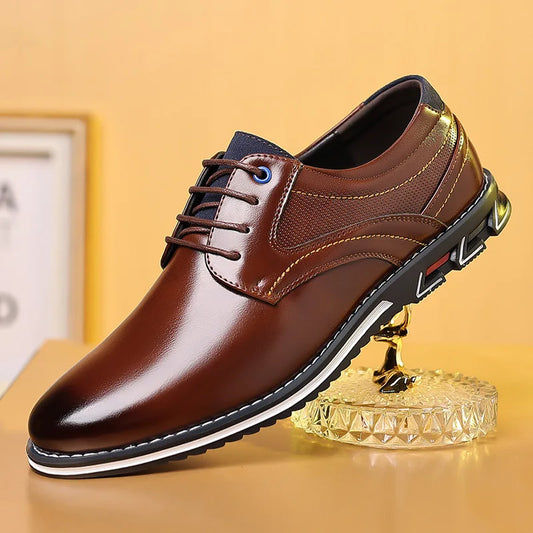 Elastic Band Shoes for Men Brand Casual Shoes Men Leather Shoes Soft Flat Business Man Footwear 2023 Elastic Shoe Mouth Sneakers