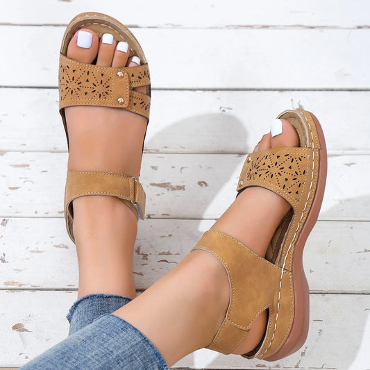 Open Toe  Soft Stitching Ladies Comfortable Wedge