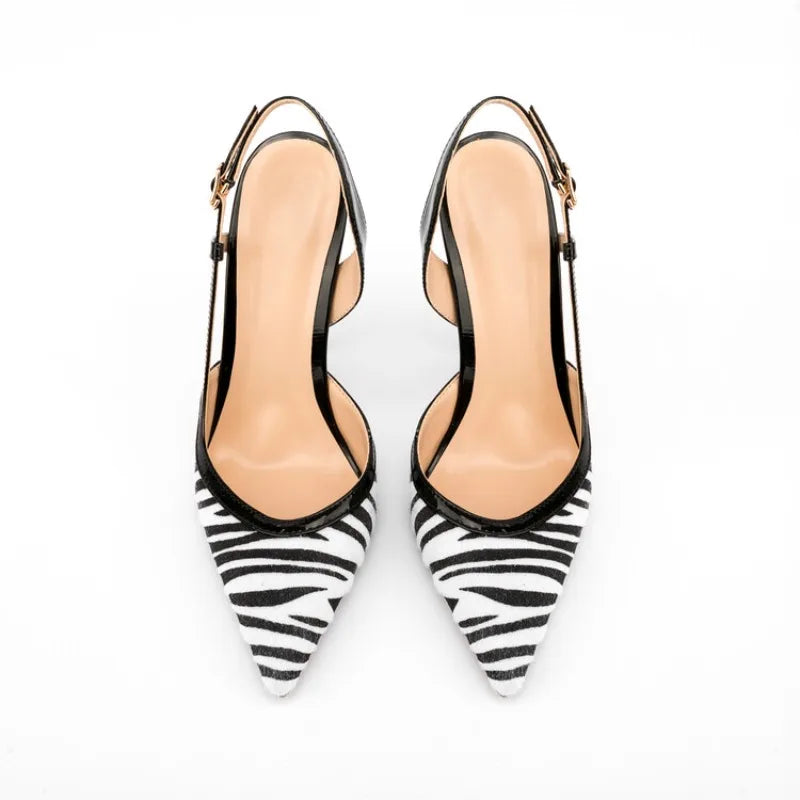 Zebra Pattern White Striped Sandals