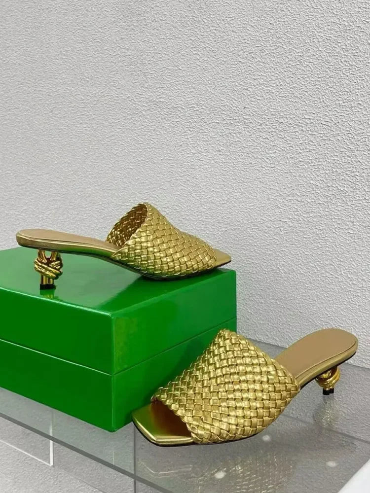 Elegant Stylish Woven/Leather Metal High Heels