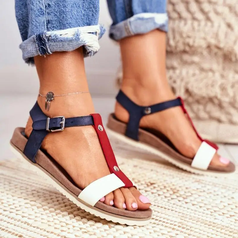 Women's Large Size T-Strap Sandals