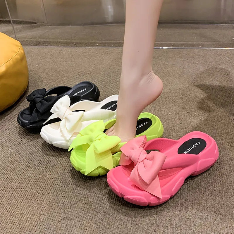 Summer Beach Wedge Slippers with Non-Slip Thick Sole"