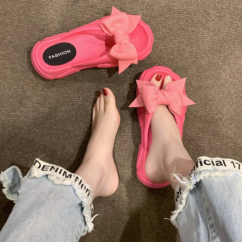Summer Beach Wedge Slippers with Non-Slip Thick Sole"