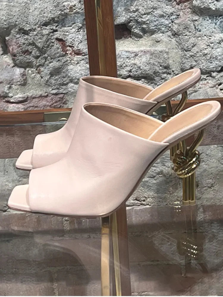 Elegant Stylish Woven/Leather Metal High Heels