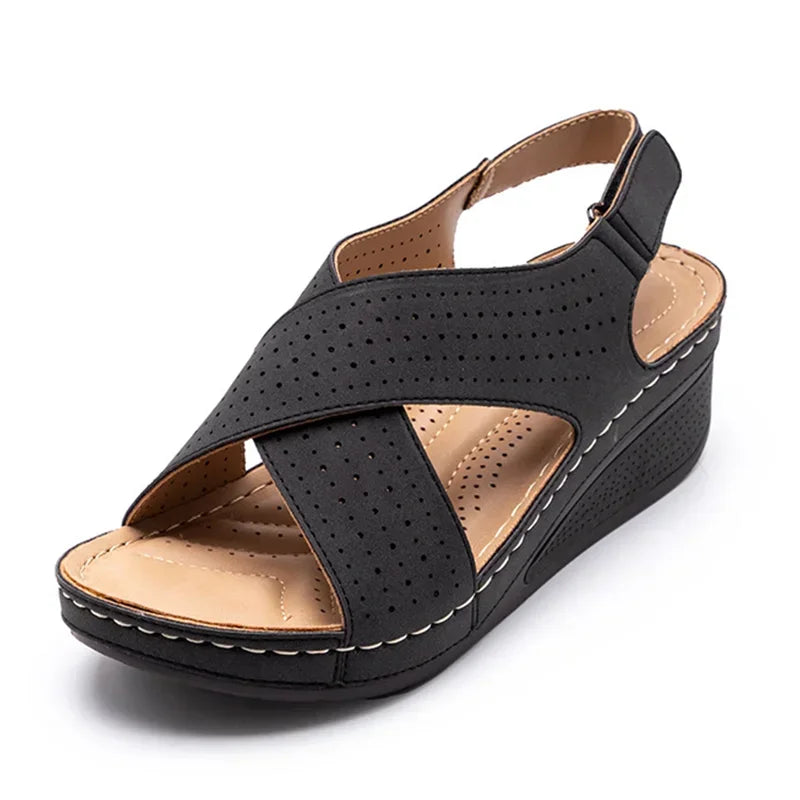 Peep Toe Retro Shoes with Thick Bottom Sandals