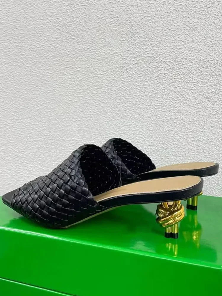 Elegant Stylish Woven/Leather Metal High Heels