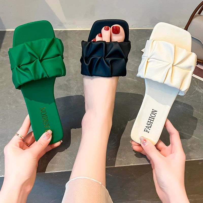 Green Slip-On Flip Flops for Women