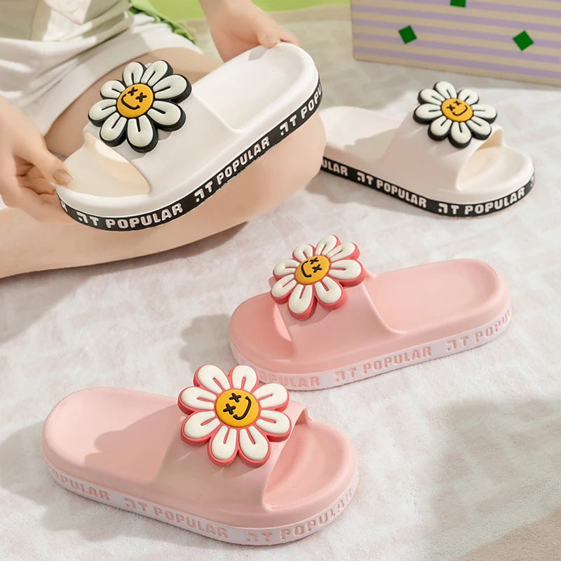 Thick Bottom Floral Slippers